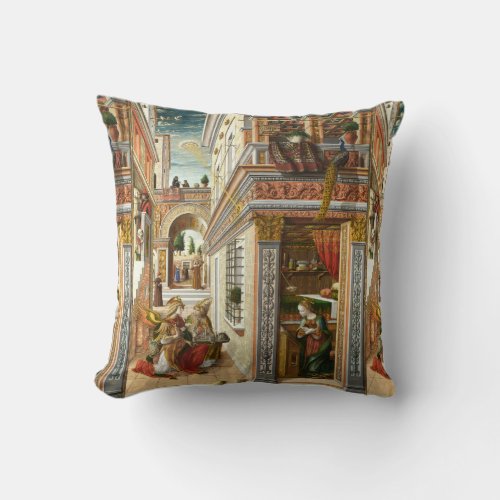 Annunciation Saint Emidius and an UFO by Crivelli Throw Pillow