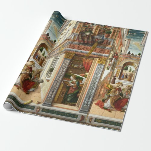 Annunciation Saint Emidius and an UFO by Crivelli Wrapping Paper