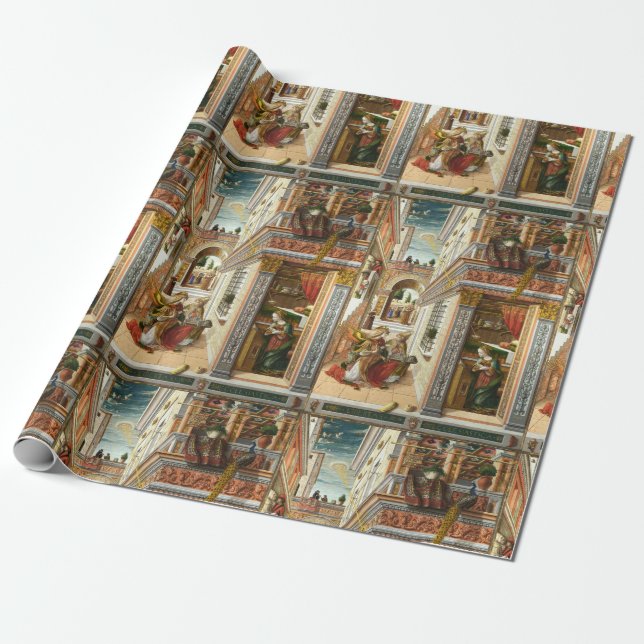 Annunciation ,Saint Emidius and an UFO by Crivelli Wrapping Paper (Unrolled)