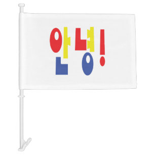 Annyeong! Korean Hi / Hello 안녕 Hangul Language Car Flag