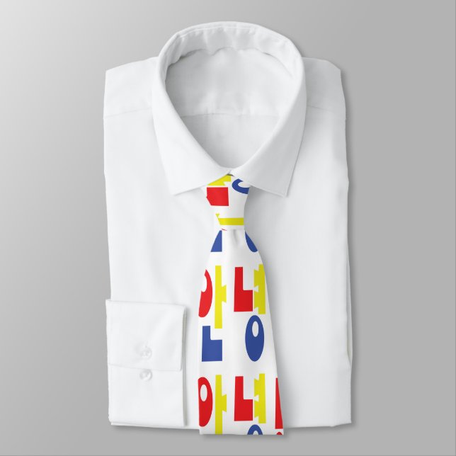 Annyeong! Korean Hi / Hello 안녕 Hangul Language Neck Tie (Tied)