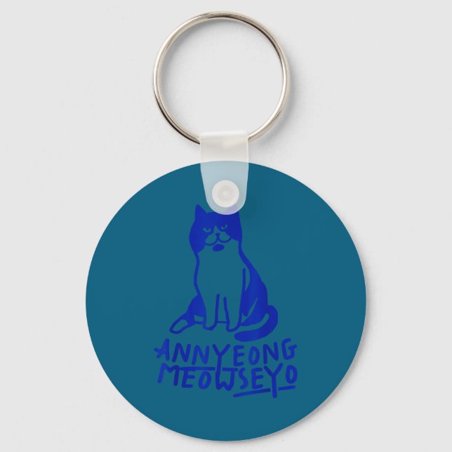 Annyeongmeowseyo K-drama Funny Cat Lovers  Keychain (Front)