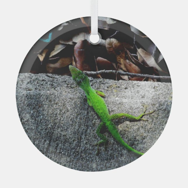 Anole Lizard 6704 Glass Ornament (Front)