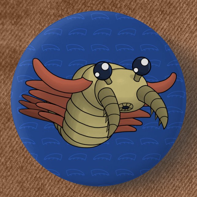 Anomalocaris- Prehistoric Sea Creature Button (Closeup View)