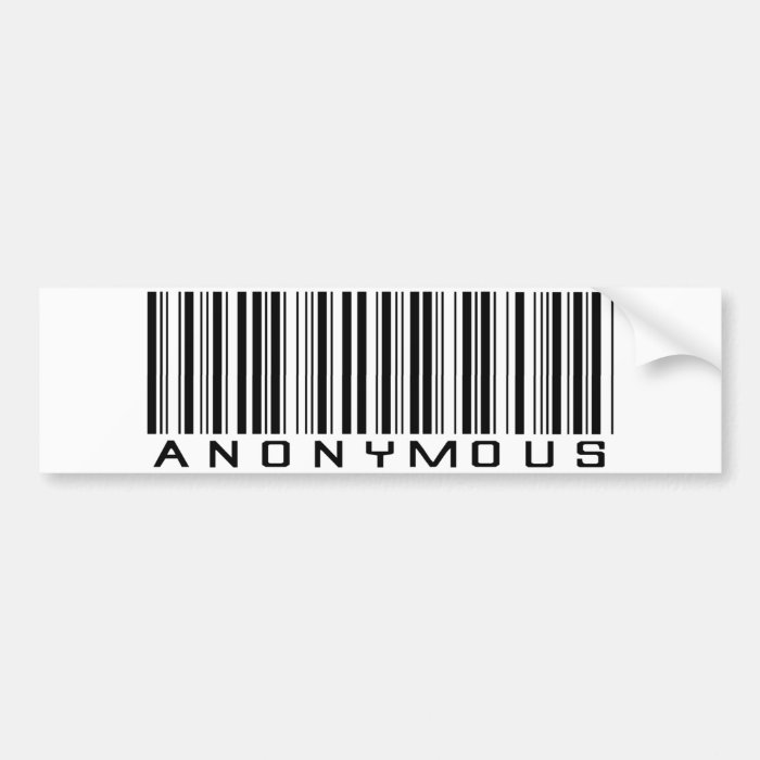 Anonymous barcode bumper sticker