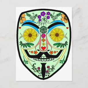 ANONYMOUS Day of the Dead 2 Art Anon Mask 4Chan Postcard