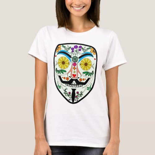 ANONYMOUS Day of the Dead 2 Art Anon Mask 4Chan T_Shirt