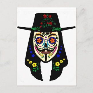 ANONYMOUS Day of the Dead 6 Anon Mask Sugar skull Postcard
