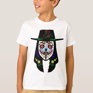 ANONYMOUS Day of the Dead 6 Anon Mask Sugar skull T-Shirt