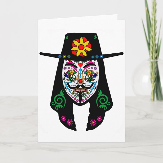ANONYMOUS Day of the Dead 7 Anon Mask Sugar skull Card (Front)