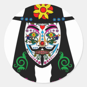 ANONYMOUS Day of the Dead 7 Anon Mask Sugar skull Classic Round Sticker