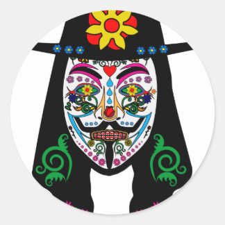 ANONYMOUS Day of the Dead 7 Anon Mask Sugar skull Classic Round Sticker