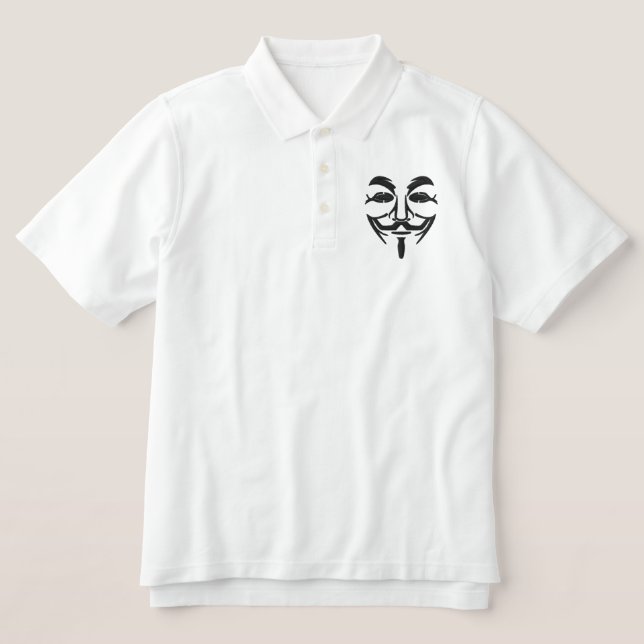Anonymous Embroidered Mask Embroidered Polo Shirt (Design Front)