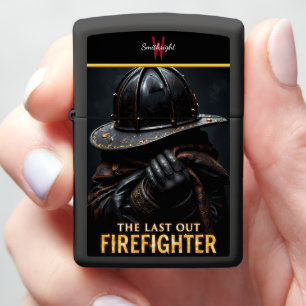 Anonymous Fireman Dark Helmet Gloved Portrait Zippo Lighter