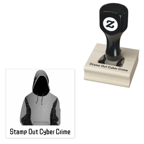 Anonymous Hacker in Hoodie Cybercrime Custom Text Rubber Stamp