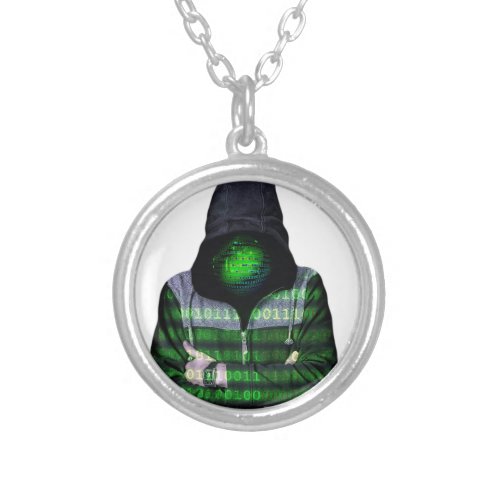 Anonymous Internet Hacker Silver Plated Necklace