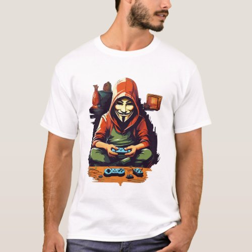 Anonymous playing a video game T_Shirt