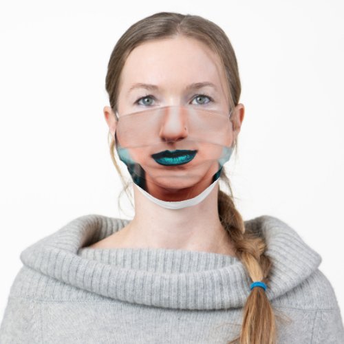 Anonymous Reality Blue Metallic Lips Adult Cloth Face Mask