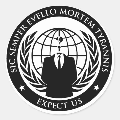 Anonymous Sic Semper Evello Mortem Tyrannis Classic Round Sticker