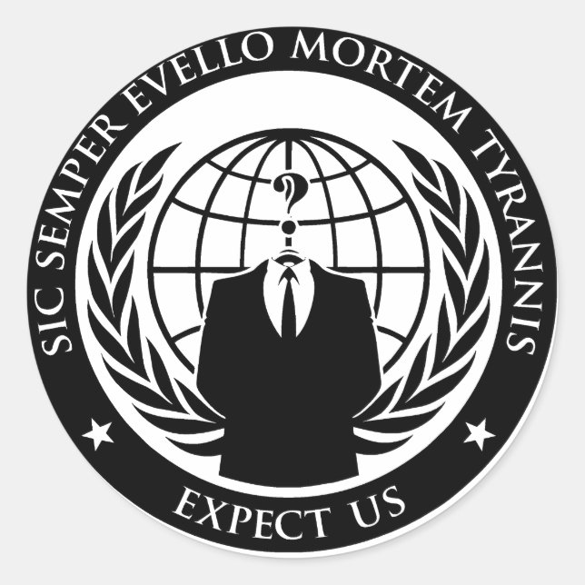 Anonymous Sic Semper Evello Mortem Tyrannis Classic Round Sticker (Front)