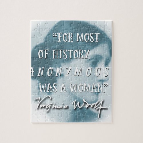 Anonymous Was a Woman  Virginia Woolf quote blue Jigsaw Puzzle