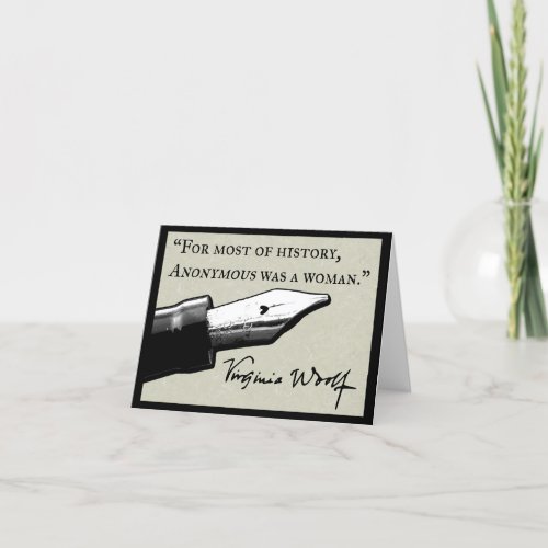 âœAnonymous was a womanâ Virginia Woolf quote Thank You Card