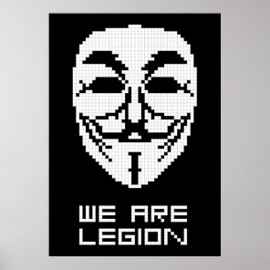 Anonymous We Are Legion Pixel Art Poster
