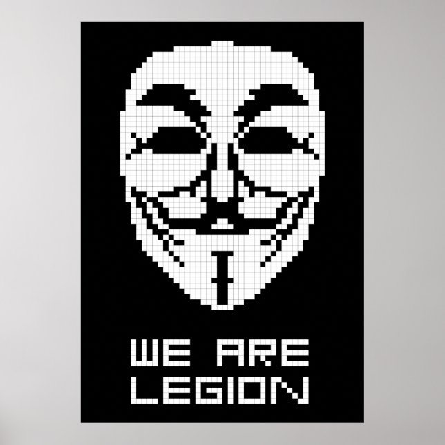 Anonymous We Are Legion Pixel Art Poster (Front)