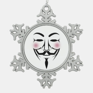 anonymus mask vendetta hacker cyber internet hackt snowflake pewter christmas ornament