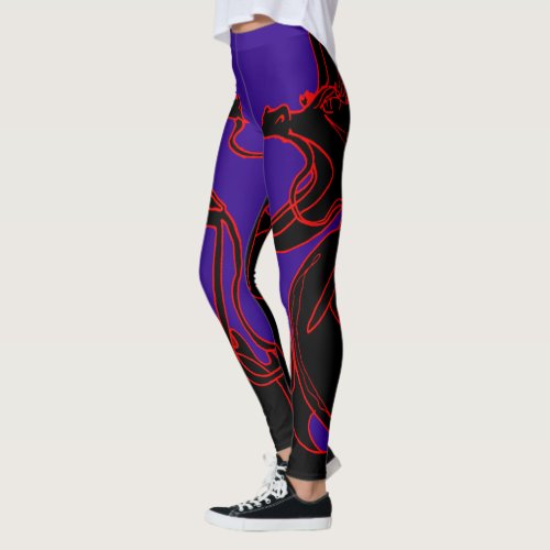 Anopurodon Double Dragon Black PUrple Leggings