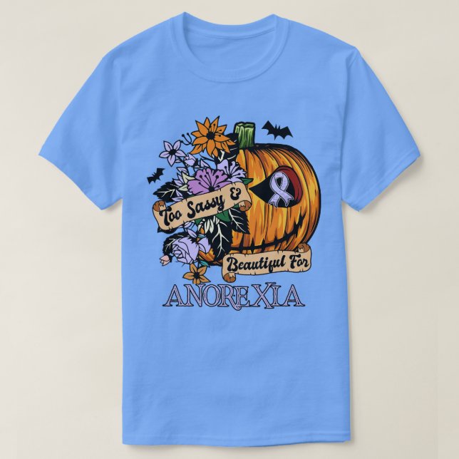 anorexia Awareness retro halloween scary pumpkin h T-Shirt (Design Front)