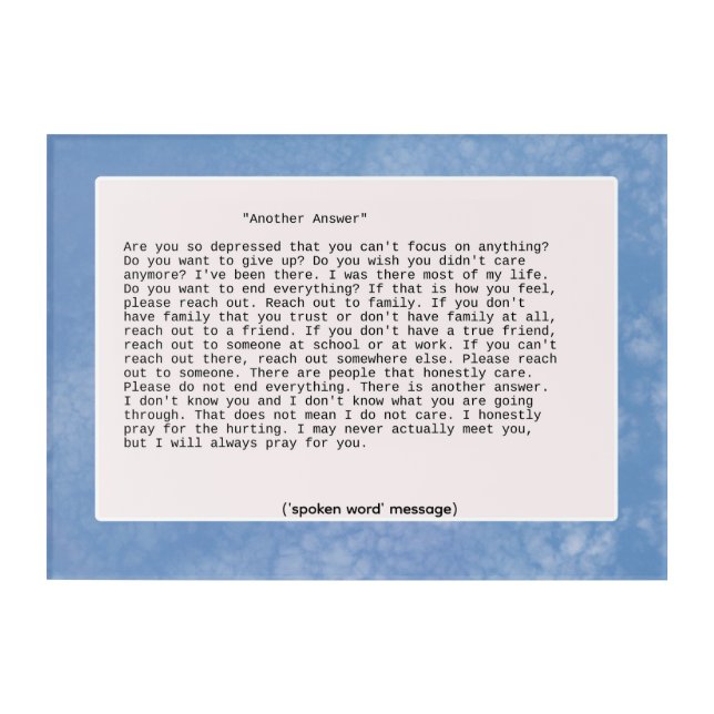 Another Answer With Photo Background Acrylic Print (Front)