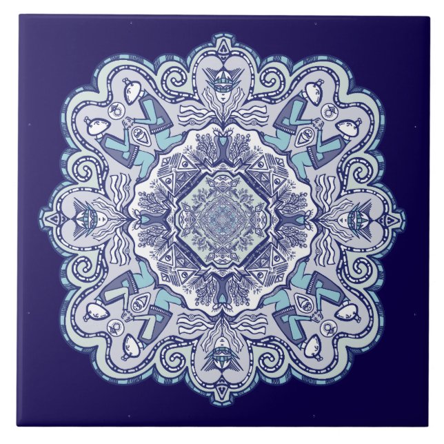 Another blue china inspired design Ceramic Tile (Front)