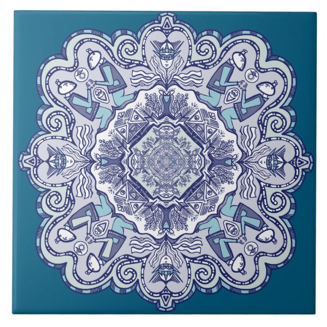 Another blue china inspired design Ceramic Tile (Front)