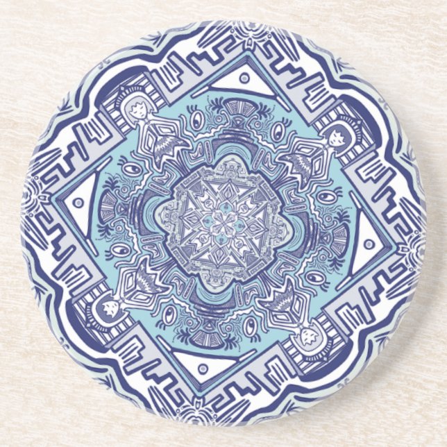 Another blue china inspired design Ceramic Tile Coaster (Front)