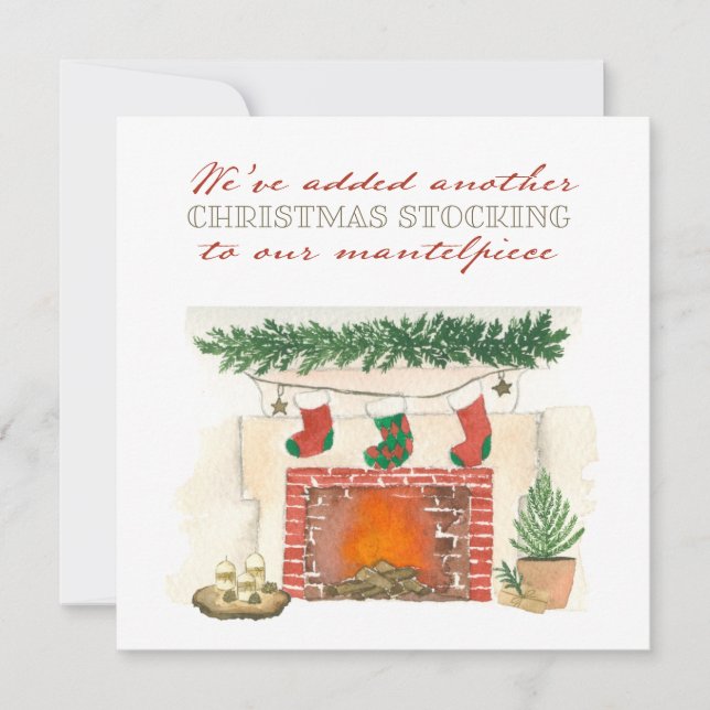 Another Christmas Stocking Photo Holiday Birth Announcement (Front)