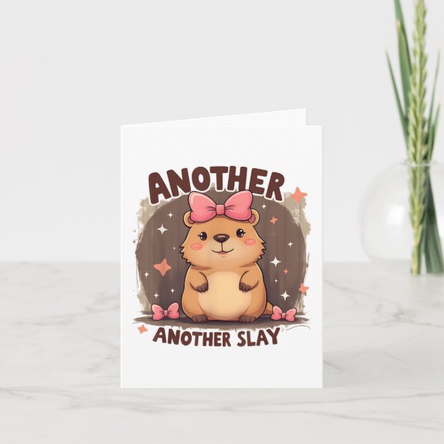 Another Day Another Slay Cute Capybara Lover Pink  Card (Front)