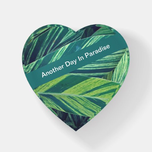 Another Day In Paradise Green Tropical Leaves Paperweight