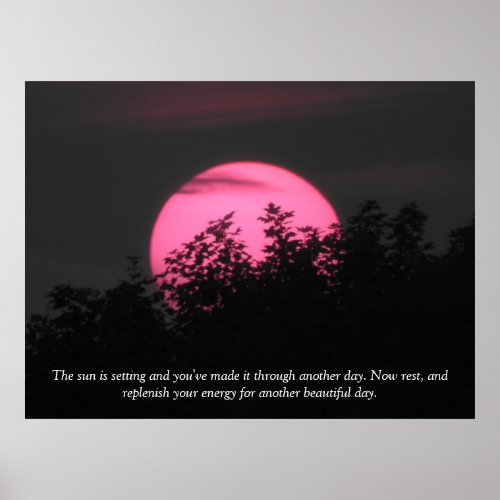 Another Day Pink Sunset Quote   Poster