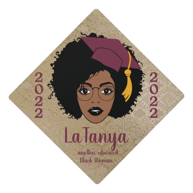 Another Educated Black Woman 2022 Name Graduation  Graduation Cap Topper (Front)