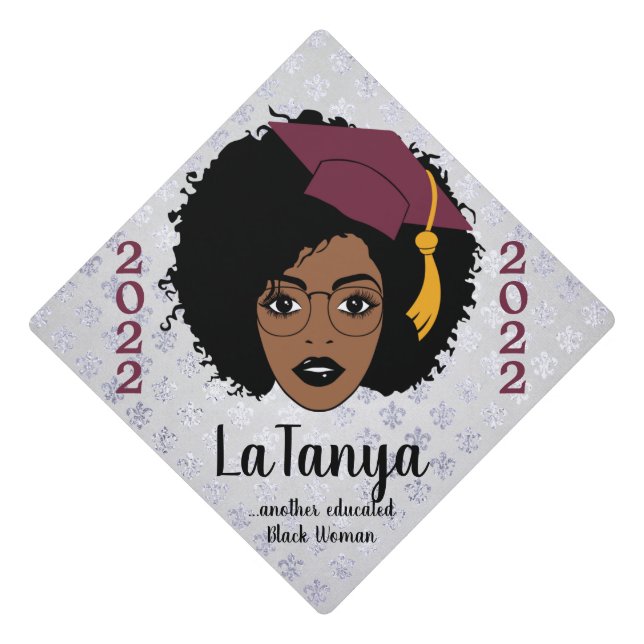 Another Educated Black Woman 2022 Name Graduation  Graduation Cap Topper (Front)