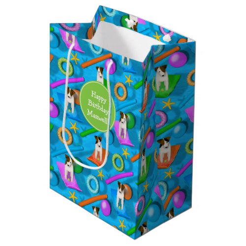 Another Jack Russell dog pool party pattern Medium Gift Bag