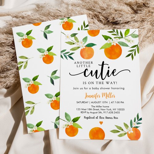 Another Little Cutie Greenery Floral Baby Shower Invitation