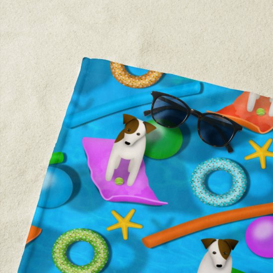 another Parson Jack Russell Terrier pool party Beach Towel