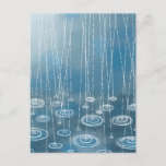 Another Rainy Day Painting Postcard<br><div class="desc">Painting of rain and puddles splashing on a blue background.  A typical English summer day.</div>