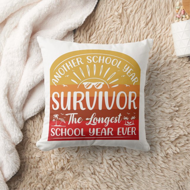 Another School Year Survivor Funny School Throw Pillow (Blanket)