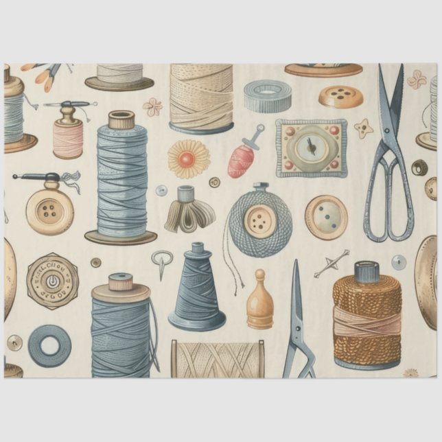 Another Sewing Junk Journal Series Design #5 Tissue Paper (Front)