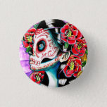 Another Time Sugar Skull Girl Button at Zazzle