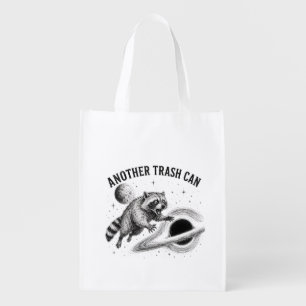 Another Trash Can Feral Raccoon Black Hole Space Grocery Bag