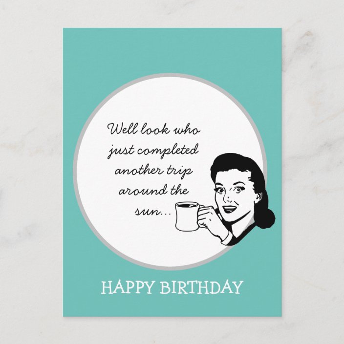 Another Trip Around the Sun Funny Retro Birthday Postcard | Zazzle.com